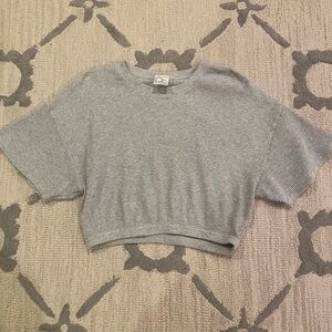 Aerie Light Gray Waffle Knit Cropped Top Size Medium